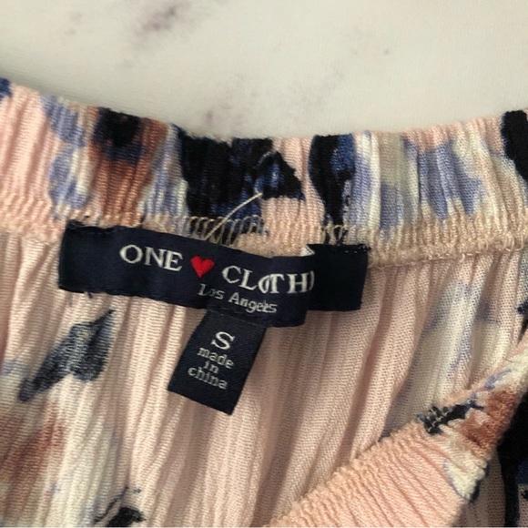 FLORAL PRINT COLD SHOULDER BLOUSE TOP PINK/BLUE WOMENS SMALL - Picture 3 of 7